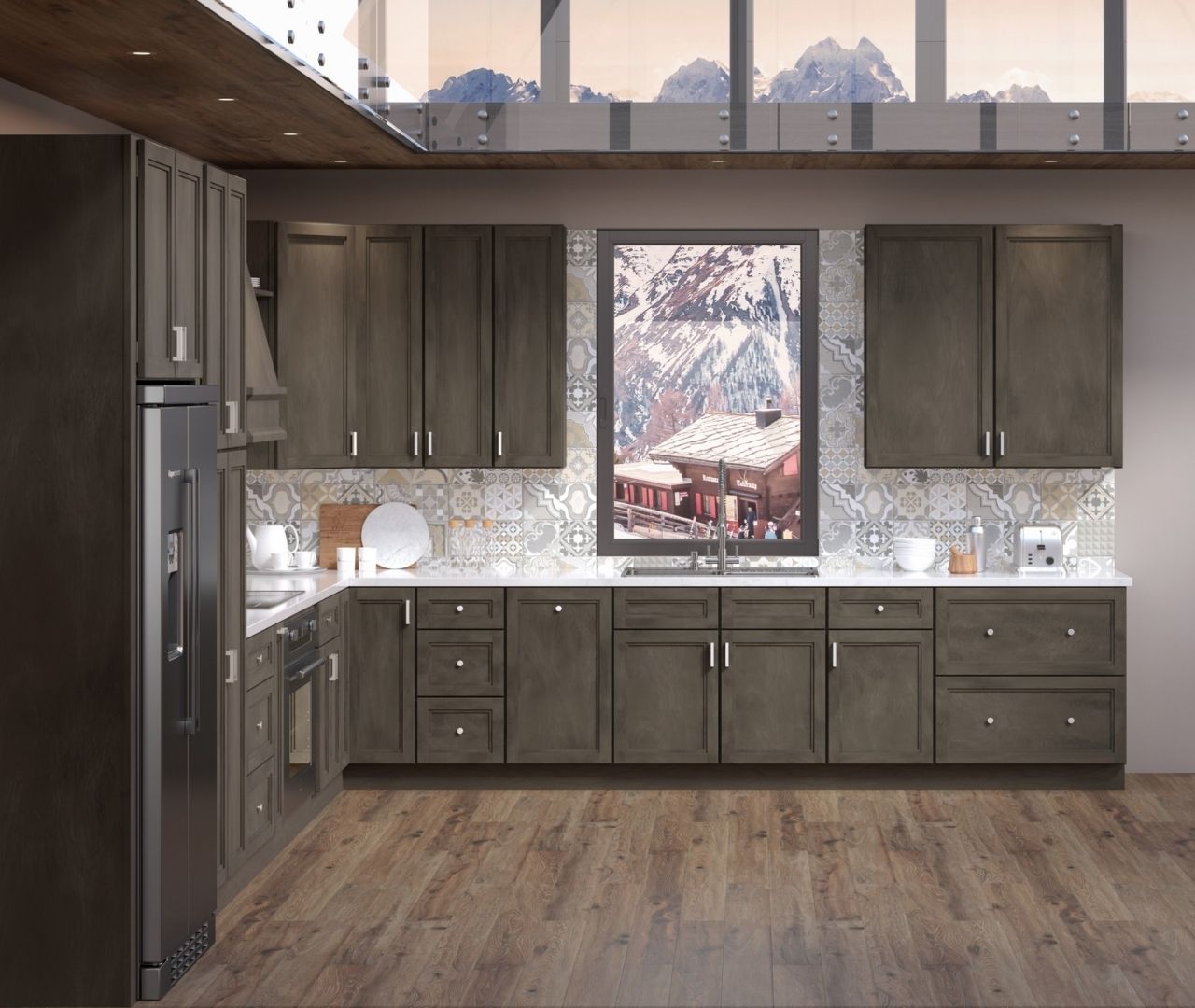Dark Wood Modern Kitchen — Homes Cabinet Atlanta